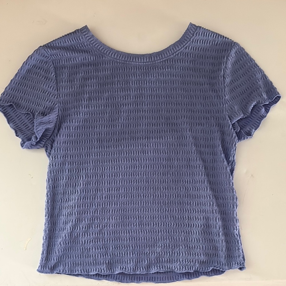 Arizona Jean Company Blue Ribbed Crop T-Shirt